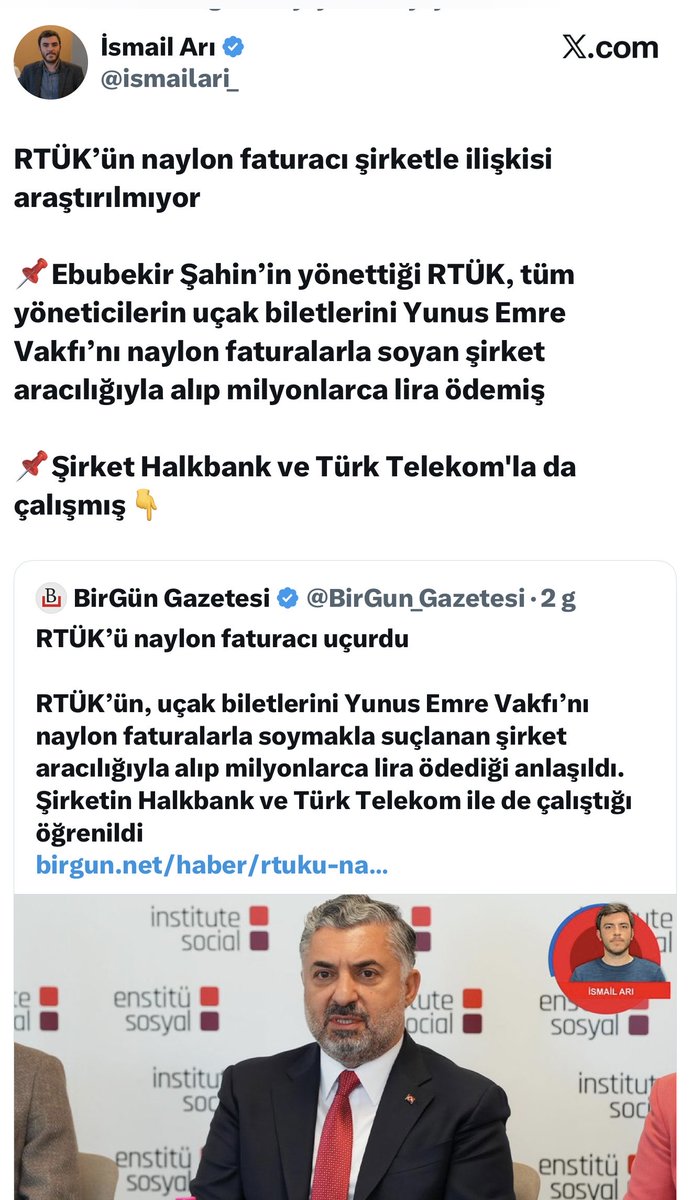 |Burak Bekiroğlu (@burakbekiroglu) on Twitter photo 📌Kuklacıların oynak kuklası NAYLON MUHABİR <a href="/ismailari_/">İsmail Arı</a>  
İşin gücün yalan dolan haber yapmak. Hayatında kaç sefer doğru haber yaptın muamma. Hayatın operasyonculukla geçti. Bir kere adam gibi muhabir olmayı beceremedin. Bir türlü kendini düzeltemedin be İsmail. Dün yamuktun 📌Kuklacıların oynak kuklası NAYLON MUHABİR <a href="/ismailari_/">İsmail Arı</a>  
İşin gücün yalan dolan haber yapmak. Hayatında kaç sefer doğru haber yaptın muamma. Hayatın operasyonculukla geçti. Bir kere adam gibi muhabir olmayı beceremedin. Bir türlü kendini düzeltemedin be İsmail. Dün yamuktun