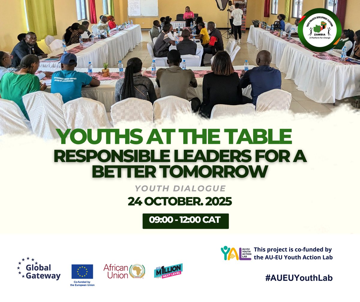 ProjectsYouth's tweet image. Join us this Fri, 24 Oct (09:00–12:00) at the Global Platform for an inspiring Youth Dialogue by @YPDPZambia under the #AUEUYouthVoicesLab 

#PoweroftheCollective!