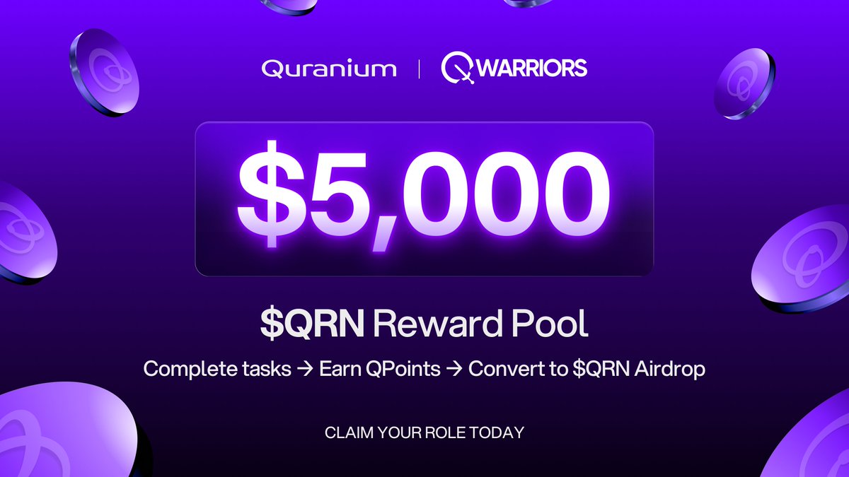 quranium_org's tweet image. ⚔️ QWarriors: The $5K Quest is LIVE
A brand-new campaign with $5,000 in $QRN rewards 🔥
Complete tasks. Earn QPoints.
Then watch them evolve into $QRN Airdrops 💎
👀 We’re on the lookout for the top meme lords, content creators & degens of the Quranium ecosystem.
But hurry –…