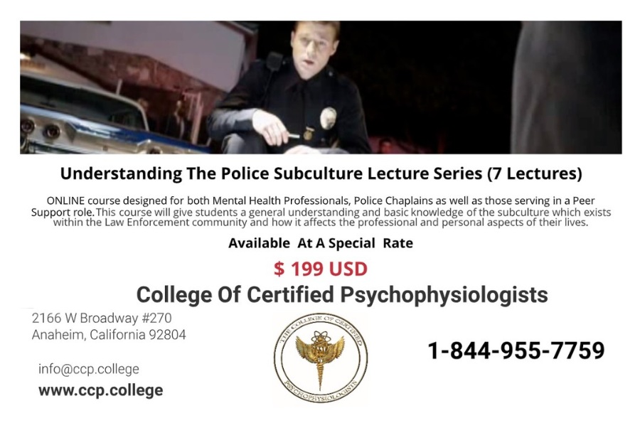 CollegeOfCerti1's tweet image. CCP is proud to offer this one of a kind course designed to give those in the helping profession an insight into those they are helping in the Law Enforcement Community. Contact us today for more information.