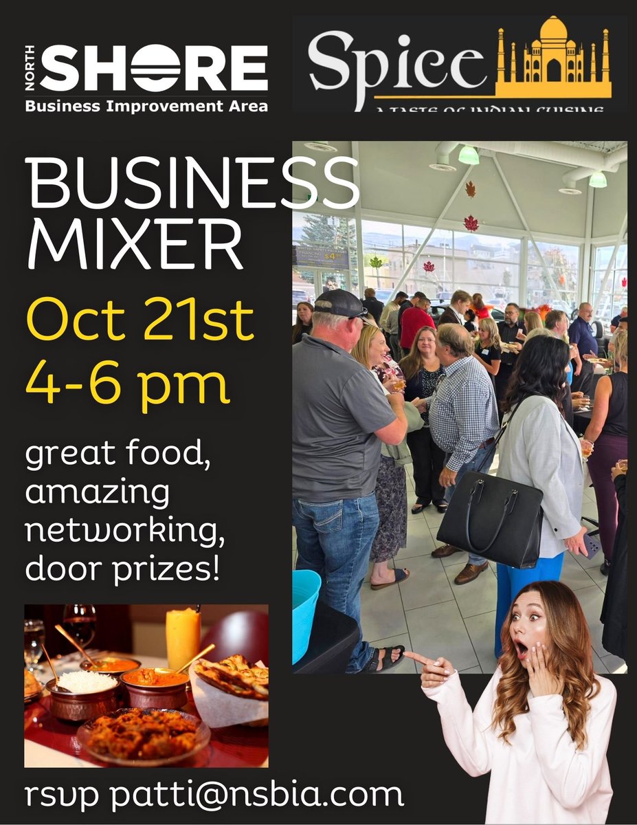 Mark your calendars! 🌟 The NSBIA October Business Mixer is happening tomorrow at Spice Indian Cuisine - great food, local networking &amp; door prizes!

RSVP: patti@nsbia.com