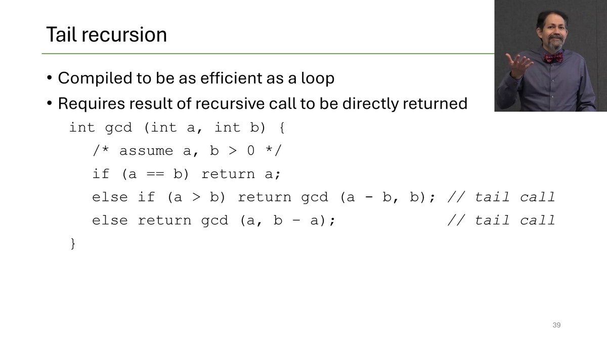 JAldrichPL's tweet image. What iteration and recursion constructs do programming languages provide, & how are they implemented?
In my latest Programming Language Pragmatics video, I talk about constructs from generators to tail-recursive functions, along with implementation approaches and tradeoffs.