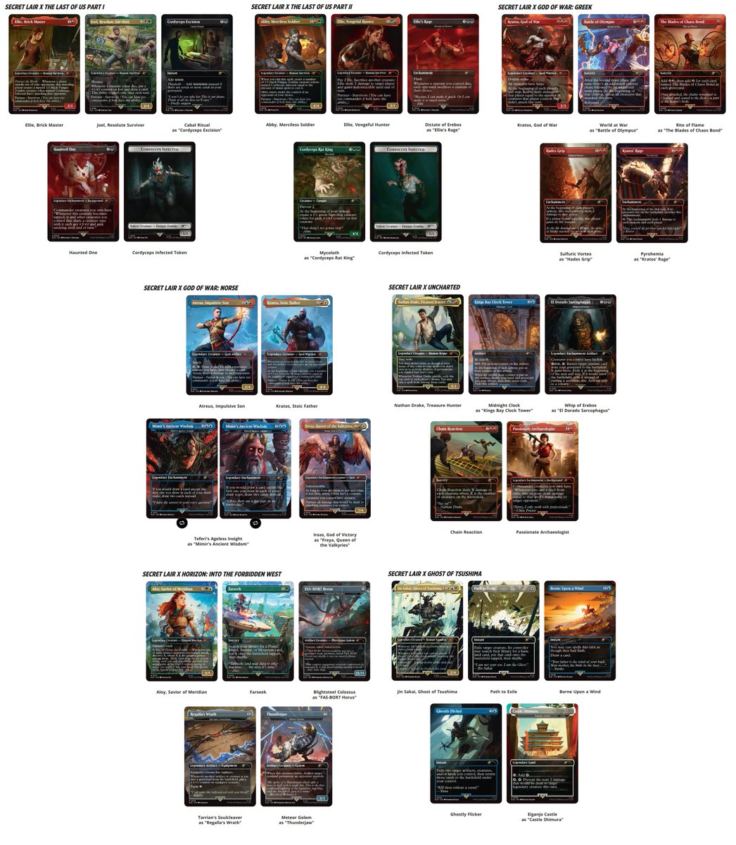 Updated visual of all the MTG x PlayStation Secret Lair sets dropping next week! Non-foil: $39.99 Foil: $49.99 https://t.co/SDgZ2bd2cN Drops on Oct. 27th at 9am PT / 12pm ET Updated visual of all the MTG x PlayStation Secret Lair sets dropping next week! Non-foil: $39.99 Foil: $49.99 https://t.co/SDgZ2bd2cN Drops on Oct. 27th at 9am PT / 12pm ET