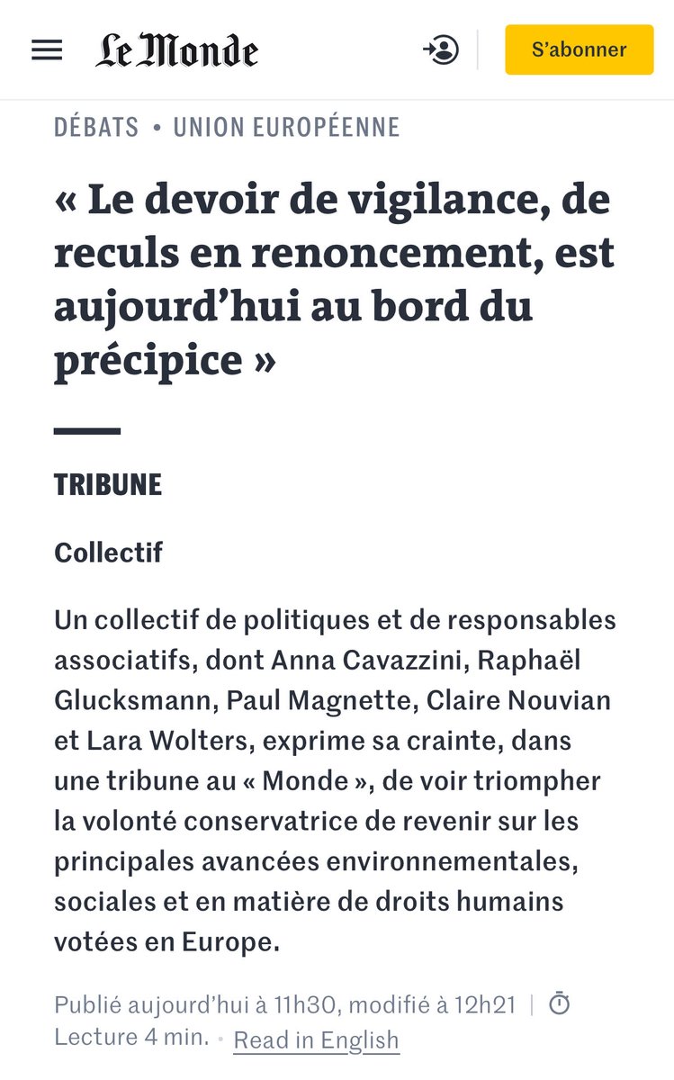 La politique politicienne faite uniquement de discours mensongers, c'est Raphaël Glucksmann qui signe une tribune pour alerter sur le recul du devoir de vigilance alors qu'il a voté, ainsi que l'ensemble des socialistes français, pour accélérer les travaux de la commission sur la