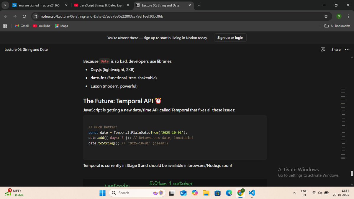 SanjanaSah67457's tweet image. 🚀Day:6 of JS language!
Today, I grabbed the info about Times, Dates and String.
➡️ Creating String &amp;amp; Date.
➡️Conversion of strings into its sub properties.
➡️Understanding UTC.
➡️Creating Extract Date.
Learning never stops- every day teaches us something new🎯
#CoderArmy #webdev