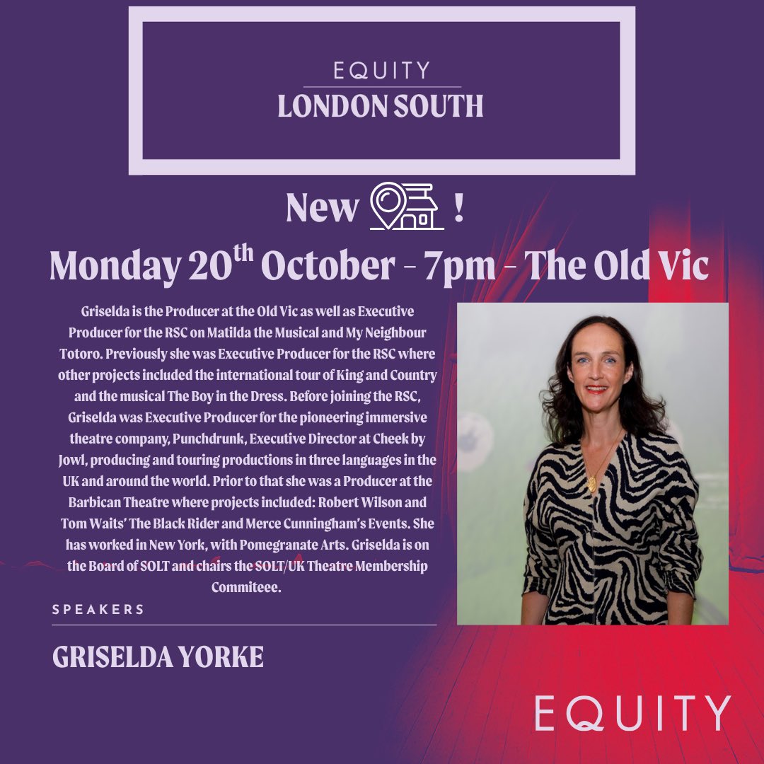 Equity London South Branch (@equitylondonsth) on Twitter photo Looking forward to seeing branch members this evening at our first <a href="/oldvictheatre/">The Old Vic</a> meeting . The new ‘Backstage’ building opens tonight. Find us at ‘Backstage’ Waterloo rd entrance 7pm. Come early for a drink in the bar Looking forward to seeing branch members this evening at our first <a href="/oldvictheatre/">The Old Vic</a> meeting . The new ‘Backstage’ building opens tonight. Find us at ‘Backstage’ Waterloo rd entrance 7pm. Come early for a drink in the bar
