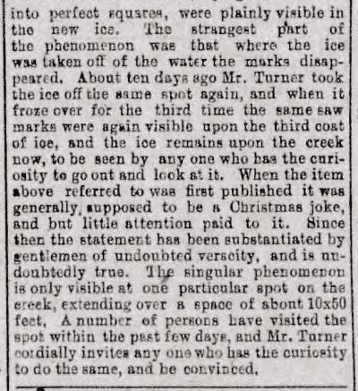 That Ice Story-Water Memory? 

Kansas City Journal, Kansas City, Missouri · Thursday, January 13, 1881
