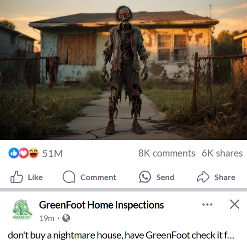 GreenFootInsp's tweet photo. 🎃 Halloween can be scary... but NOT as scary as buying a house with hidden dangers! 👻 Don't let your dream home turn into a nightmare. From electrical issues to structural problems, some horrors are REAL.
Have GreenFoot Home Inspections check it first! 🔦✅
🏠 https://t.co/qI3ufUlSNm