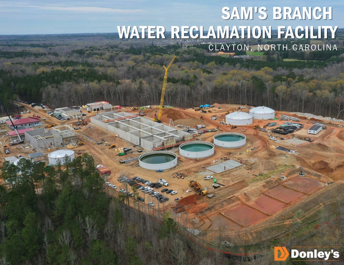 Water treatment facilities like Sam's Branch WRF in Clayton, NC, are a growing part of Donley's business. When all of the Sam's Branch project components are completed in 2026, the wastewater facility will have the capacity for up to 6M gallons a day!

#Donleys #WaterTreatment