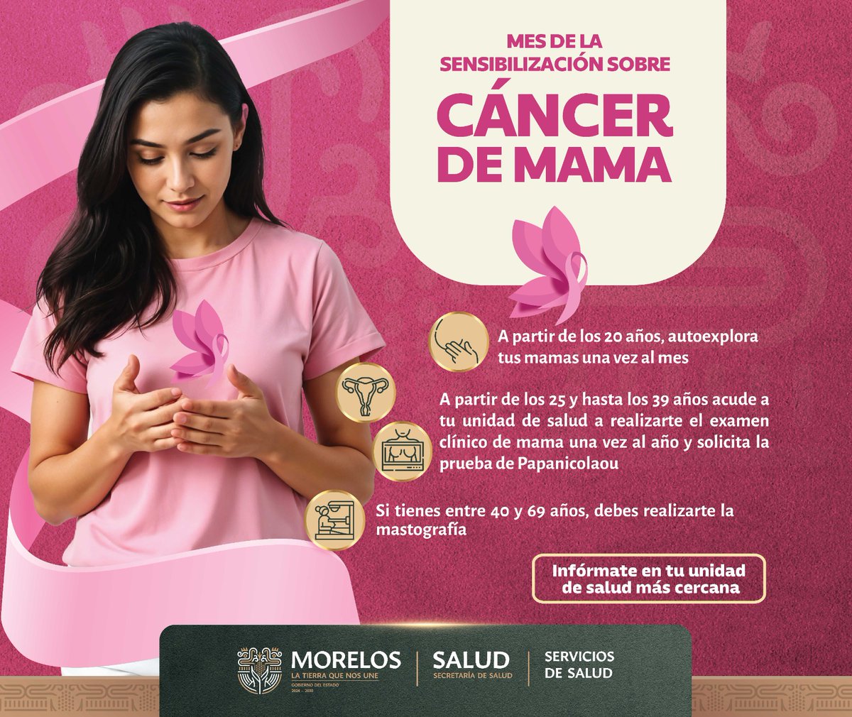 Detectar a tiempo salva vidas. 🌷
Si tienes entre 25 y 39 años, acude cada año a tu unidad de salud a realizarte el examen clínico de mama y solicitar la prueba de Papanicolaou. Ante cualquier resultado anormal, tendrás atención especializada.🏥
#LaTierraQueNosUne