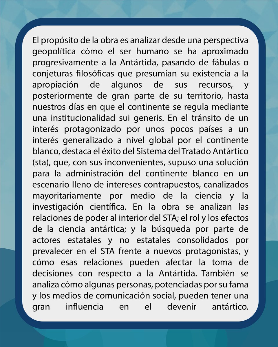 Cepeg_ucc's tweet photo. ❄️ Más allá de las fronteras: Los horizontes geopolíticos de la Antártida es una mirada hacia el fin del mundo… y al futuro del planeta. 🌎Un libro que no solo explora el hielo, sino las tensiones y esperanzas que se esconden bajo él.  Conoce más en👉https://t.co/xvx0yT2D24 https://t.co/mVurXMokGa