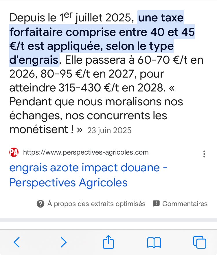 Alors que Trump ou d’autres dirigeants taxent pour protéger leurs producteurs, l’UE taxe les intrants, ce qui pénalise ses producteurs! 😬

Où va donc l’argent collecté par ces taxes? A priori pas dans les aides PAC qui elles, baissent de 20%!!! 😟
430€/t?🥵
#onmarchesurlatete