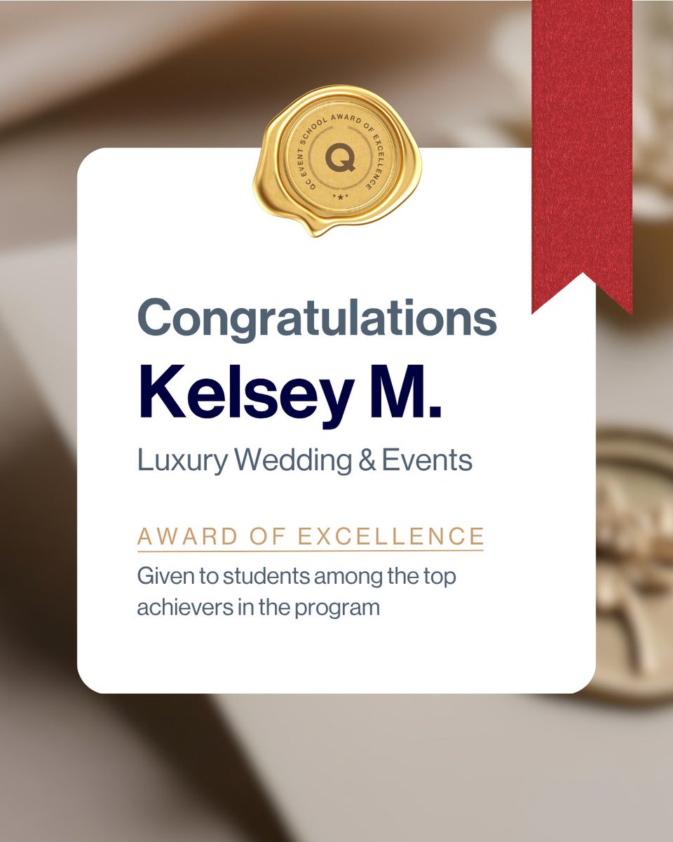 Congrats to this week’s Award of Excellence recipients! 🏆️⁠This honor is reserved for QC students who earn an A- or higher in their course work! 👏⁠
⁠
Start YOUR career in events &amp; weddings today:
💚 tinyurl.com/yf3h2x8r ⁠
⁠
#QCEventSchool #WeddingPlanner #EventPlanning