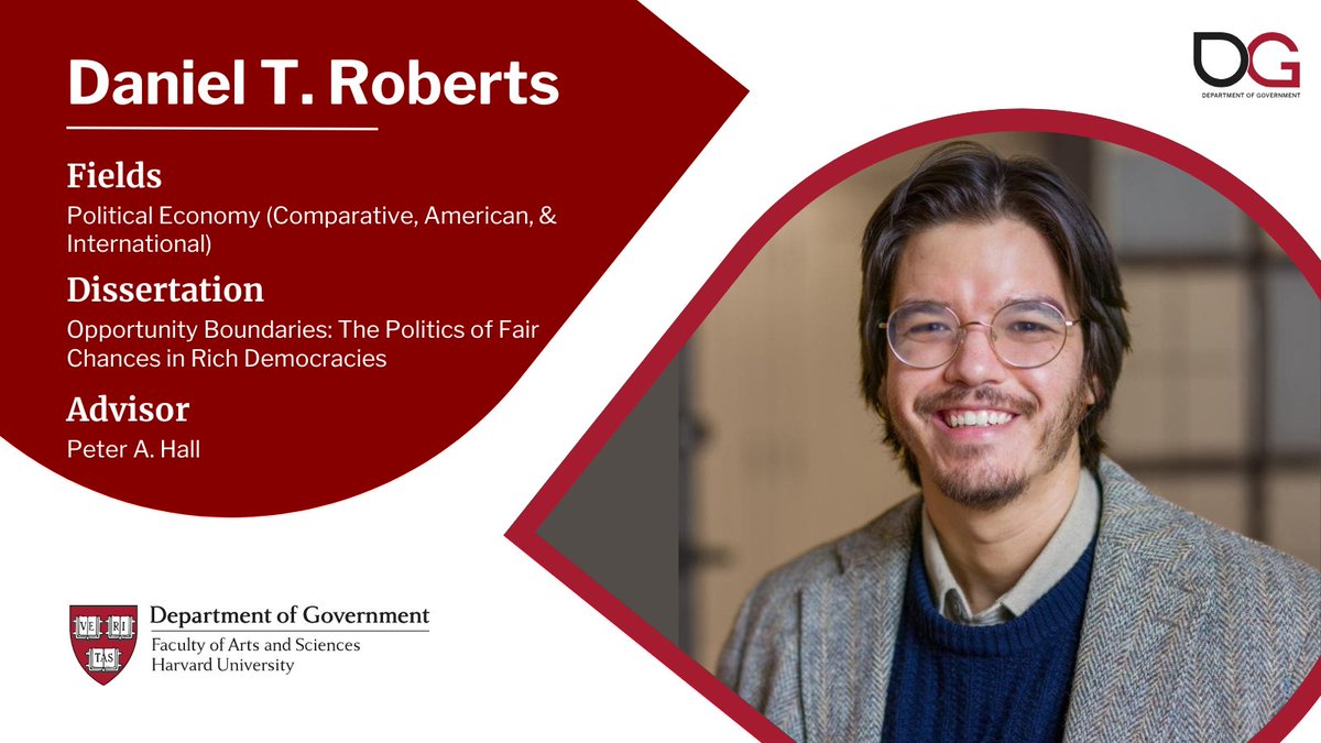 <a href="/DanielT_Roberts/">Daniel T. Roberts</a> is a Political Economist who studies the politics of opportunity access. Spanning subfields, he focuses on education, credit, and labor policy in the US, Germany, and Japan. His 1st JMP draws from his dissertation and argues insecure families not elites defend...