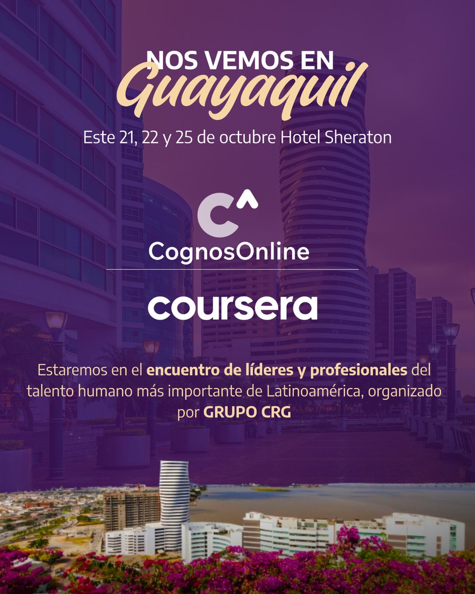 CognosOnLine's tweet image. ¡CognosOnline y Coursera te invitan a la Expo Capital Humano 2025!

Esta semana estaremos en Guayaquil como patrocinadores de uno de los eventos más relevantes para líderes y profesionales del talento humano, organizado por GRUPO CRG.

Más información. 👇
expocapitalhumano.ec