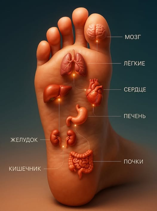 Лайфхаки рефлексотерапии стопы
📷 Болит голова? Помассируй кончики пальцев стопы — это зона мозга.
📷 Хочешь легче дышать? Разомни верх стопы под пальцами — зона лёгких.
📷 Усталость и стресс? Найди точку сердца (левая стопа, подушечки) и слегка массируй.
📷