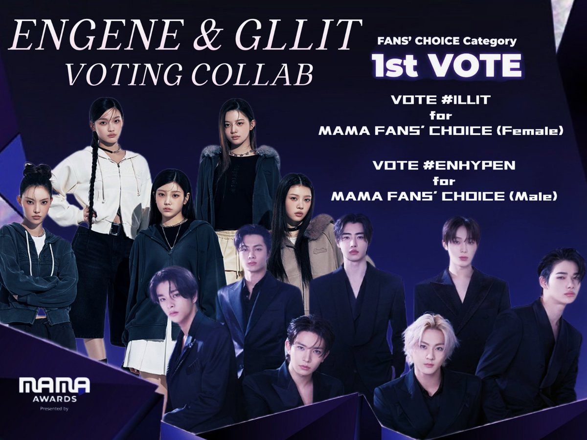 📍 ACLARACIÓN, ENGENE DIFUNDE !!

— En la 1er y 2da ronda de votación de los MAMA:
ENGENEs y GLLITz votaremos por ENHYPEN &amp; ILLIT en "Fan's Choice Award" = BONSANG 🏆

— En la 2da ronda:
GLLITz votarán por #ENHYPEN en "Visa Fan's Choice"= DAESANG 🏆

[+] 👇🏻
