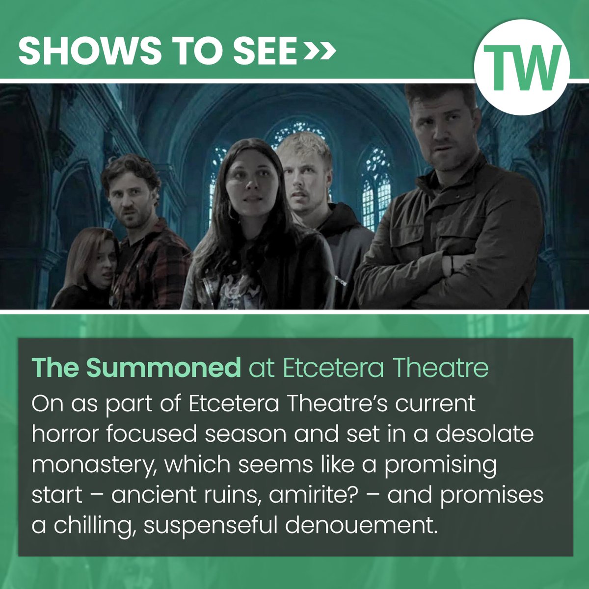 Among our recommended shows to see in London this week: 'The Summoned' at Etcetera Theatre from 21-25 Oct. 

Get more show tips here: bit.ly/4n1Qf1X

<a href="/EtceteraTheatre/">Etcetera Theatre</a>