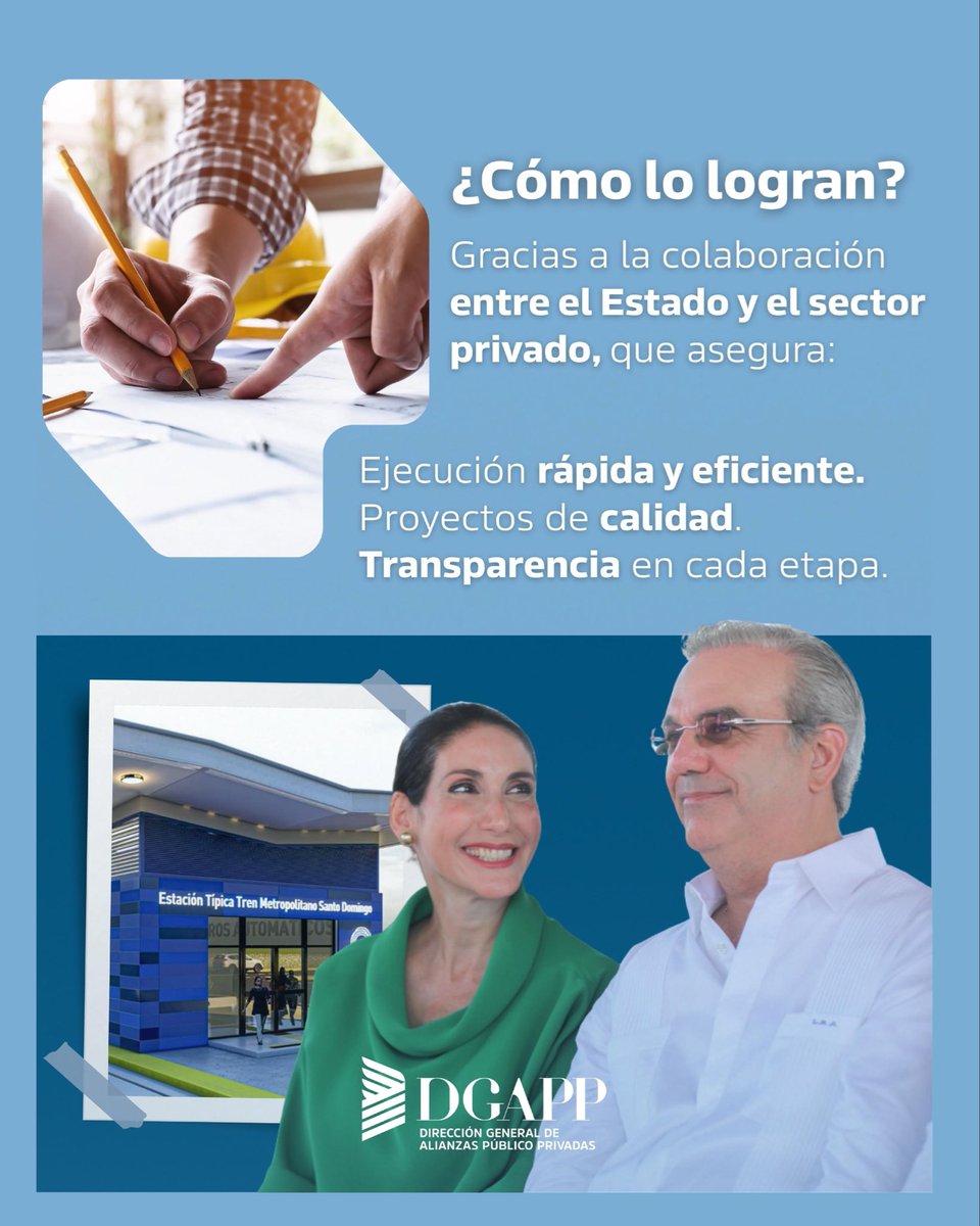 DGAPPRD's tweet image. En solo 5 años, la DGAPP demostró que las APP son el camino para transformar RD.

A través del Plan Meta RD 2036, la DGAPP seguirá impulsando transporte, energía, turismo, agua y servicios sociales para duplicar el PIB y elevar la calidad de vida de todos los dominicanos.