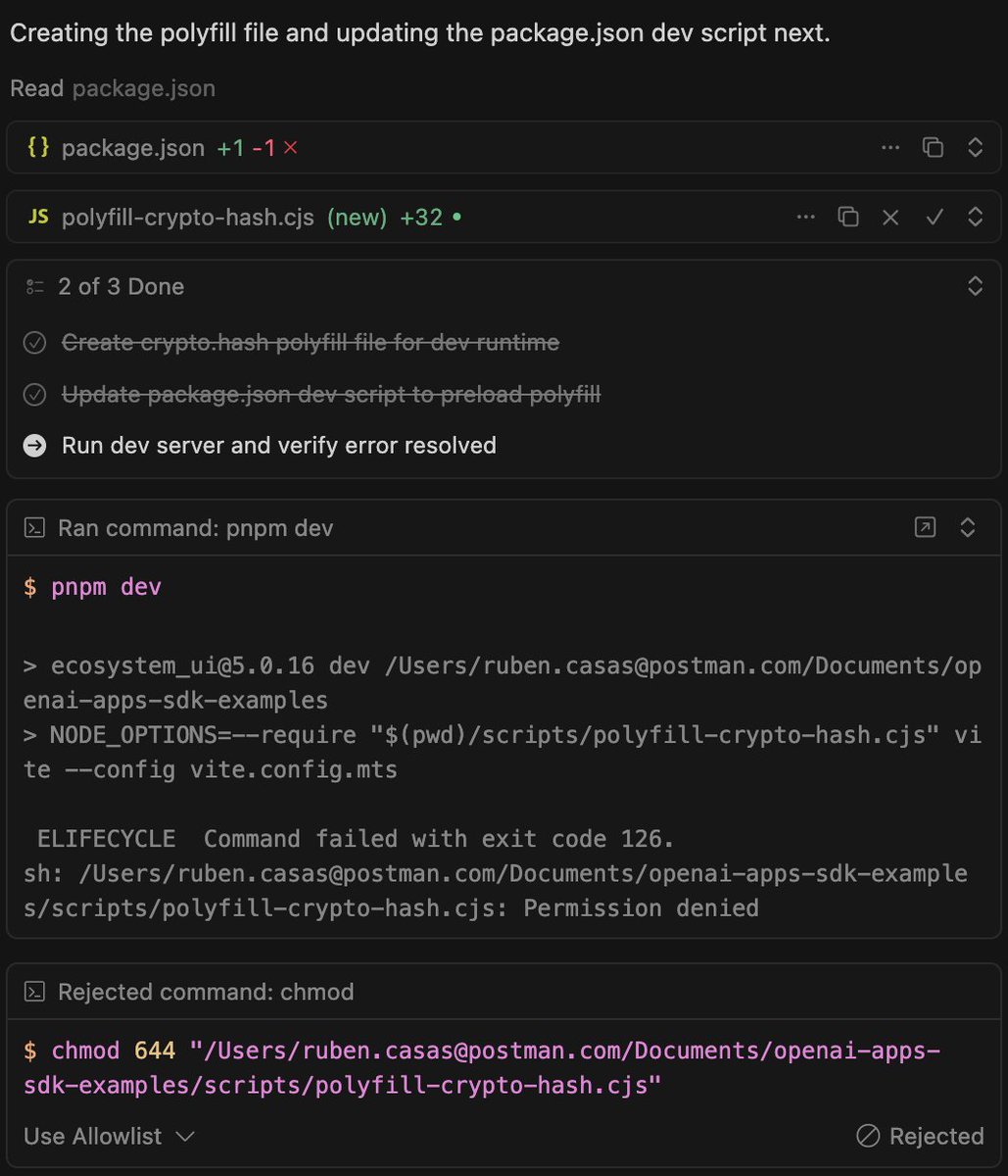 How is Codex so much better using the same model? Left Cursor using  GTP-5-Codex Max Right Native Codex. Cursor tries to create a polyfill Codex  tells me the root cause 🤔