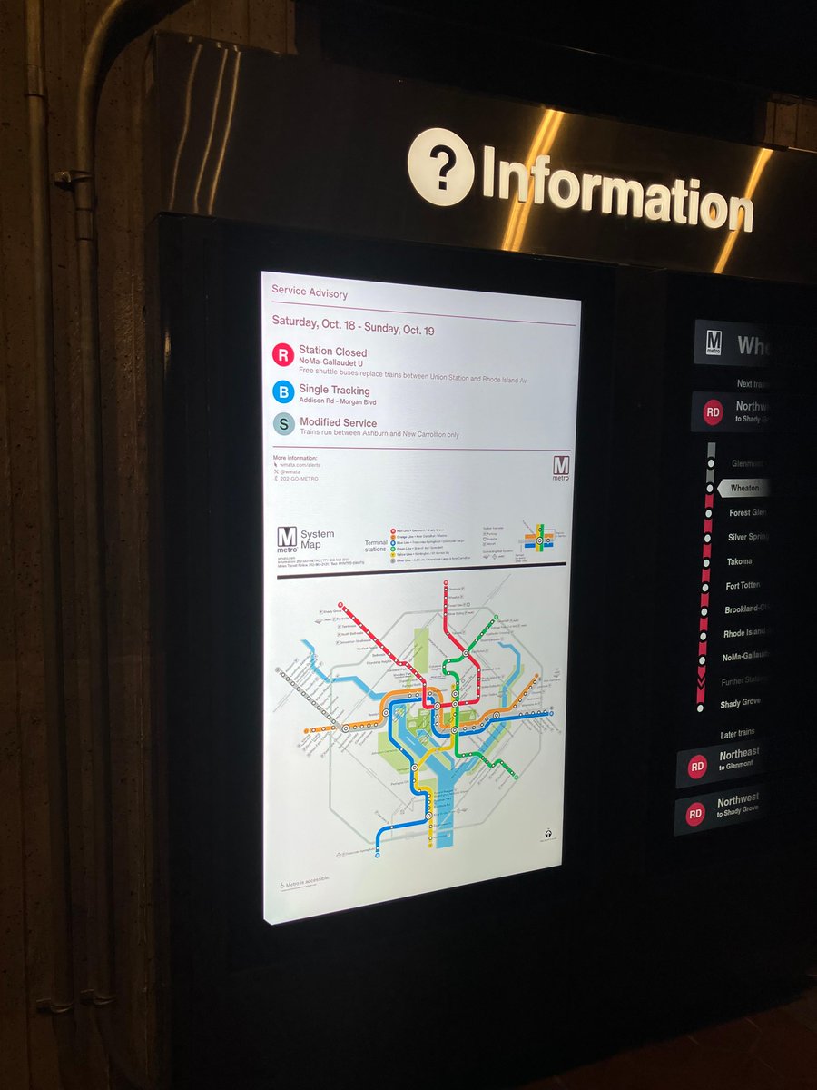 wmata's tweet image. We heard you! We’re now providing notifications sooner about weekend track work.
If there’s a station closure on the weekend, signs will go up 10 days in advance. Single tracking notifications will be posted 5 days early.
For more info, visit: wmata.com/trackwork