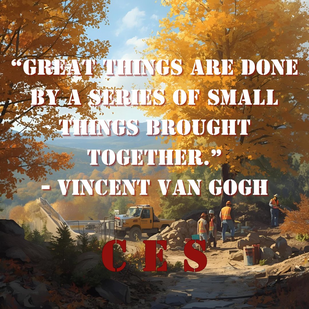 ces_workzone's tweet image. 💪 Monday Motivation from C.E.S. 💪
“Great things are done by a series of small things brought together.” - Van Gogh 
Every crew, trade, and task matters. Big results come from strong teams. 👷‍♂️👷‍♀️ 
📞 (503) 654-0021 | 📧 info@ctesworkzone.com | 🌐 cesworkzone.com