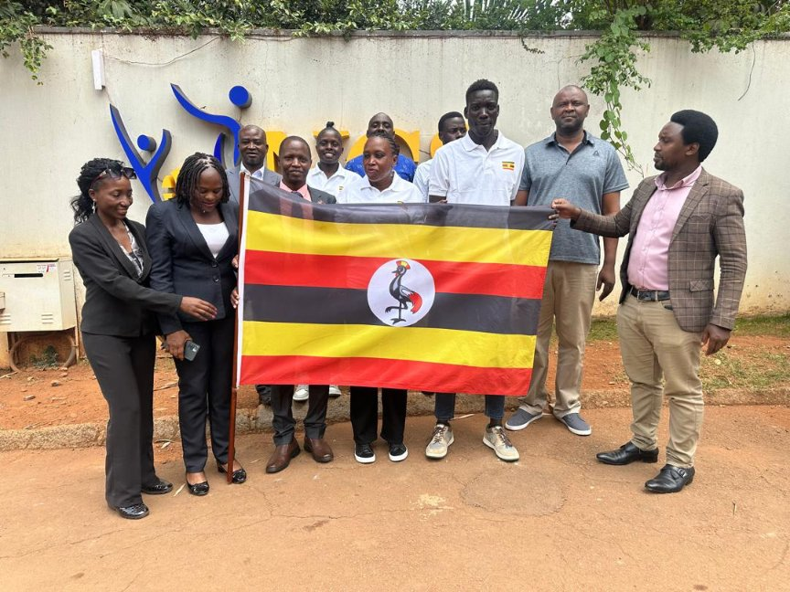 The Federation President has officially flagged off Team Uganda for the Zone V Beach Volleyball Championship that will happen in Burundi.

Women: Nancy Sombei Chebet &amp; Peace Busingye
Men: Isaac Ogusul &amp; John Opolot

🏐 Referee: Phibz
👔 Official: Edward Bwenje
#UgandanVolleyball