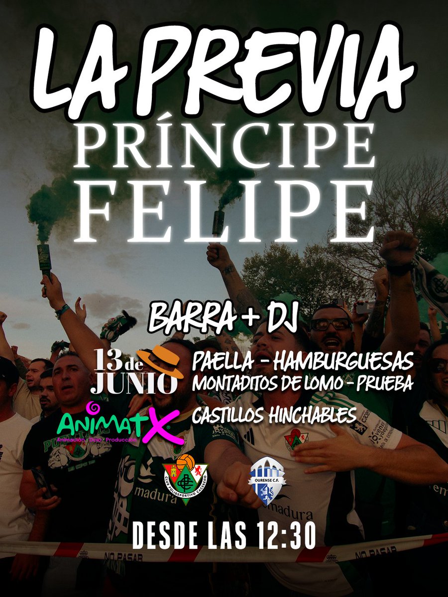 😏 La previa ha venido para quedarse 🙌

😁 Este sábado os esperamos a las 12:30, fuera del estadio Príncipe Felipe 🏟️💚

🎶 DJ con música
©️ AnimaTx y 13 de Junio

#CacereñoOurense 
#EligeCreer #LaOrdenDelDecano 
#AúpaCPC