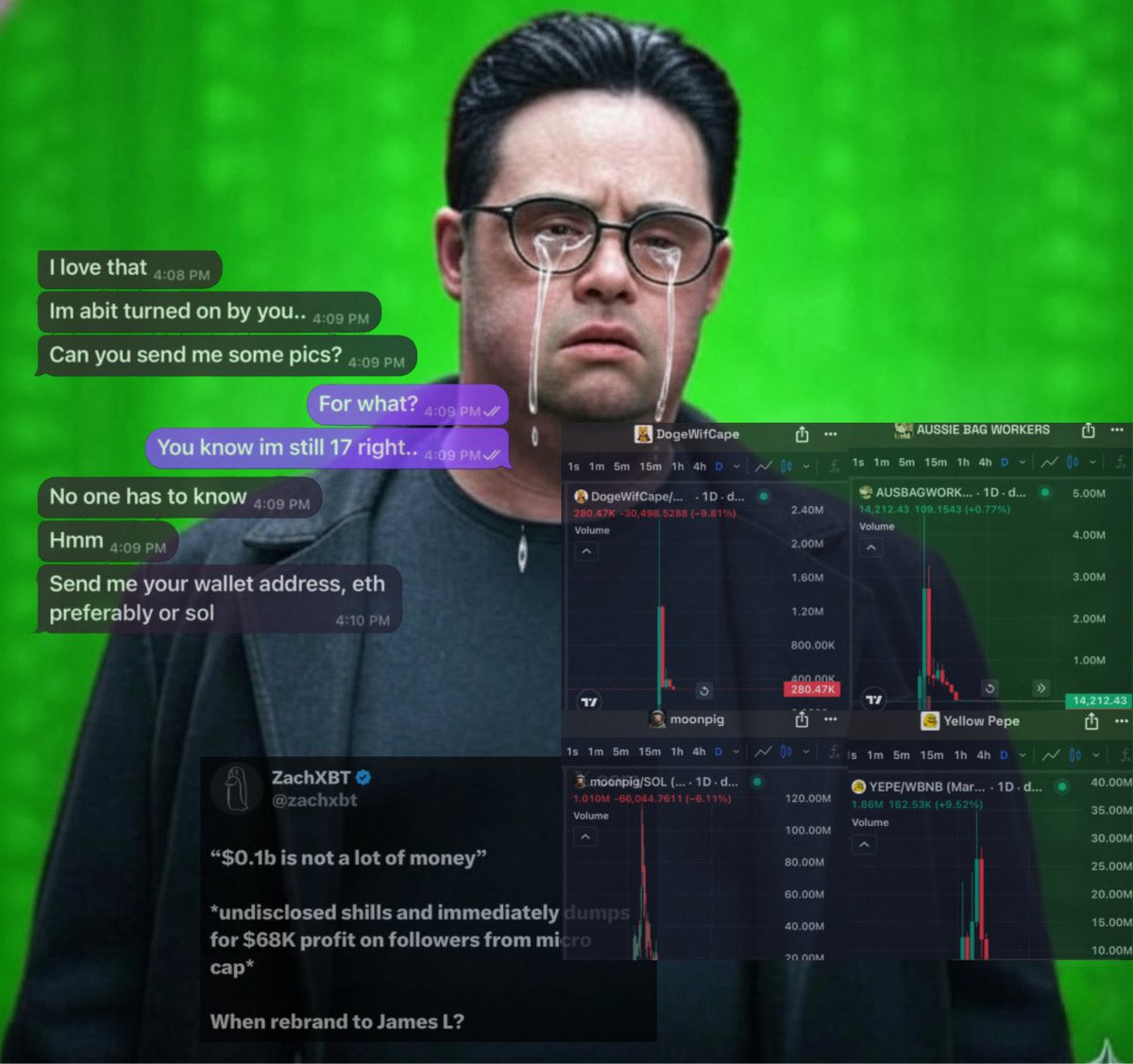 Mystral_777's tweet image. 🚨James Wynn: The Crypto Social Climber, Ped*, Larping Scammer.
A Full Thread 🧵🪡
⚠️If you are sensitive to topics like harassment, Pedophilia, Bribery etc then avoid ⚠️
@cz_binance remove his internship on @binance
@Cobratate remove him from your circle
@Tintinx2021 don’t…