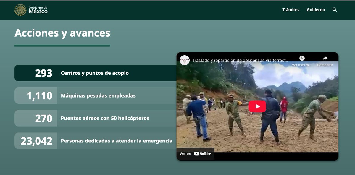AgenciaGobMX's tweet photo. Las labores de atención, apoyo y reconstrucción continúan de forma permanente en los estados de Veracruz, Hidalgo, Puebla, Querétaro y San Luis Potosí.

Para mantener a la población informada sobre estas acciones habilitamos el micrositio🔗 https://t.co/kiH7NDF4av

Se reportan: 
▪️Servicios médicos 
▪️Restablecimiento eléctrico (@CFEmx)
▪️Caminos reabiertos
▪️Ubicación de 293 centros acopio
▪️Lista de insumo para donar
▪️Censos de viviendas
▪️Reportes de personas localizadas 
▪️Personal destinado a la atención