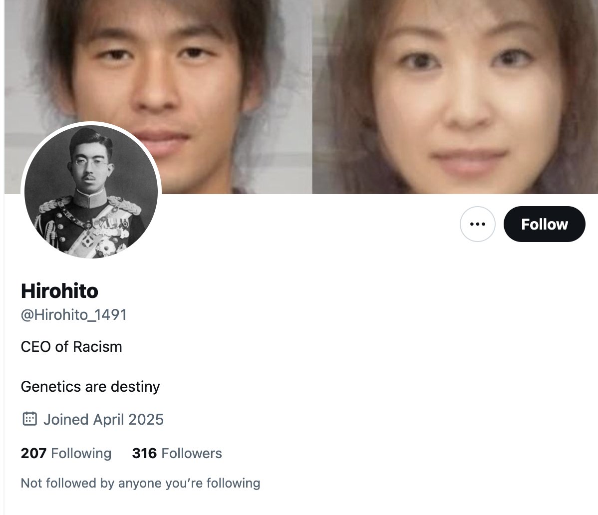 Taicosama (@taicosama) on Twitter photo Ying and Yang of the ignorance about the naming taboo
A netouyo who doesn't know who "Hirohito" is
vs
A Japanese-American "nationalist" who uses the Shลwa Emperor's personal name Ying and Yang of the ignorance about the naming taboo
A netouyo who doesn't know who "Hirohito" is
vs
A Japanese-American "nationalist" who uses the Shลwa Emperor's personal name