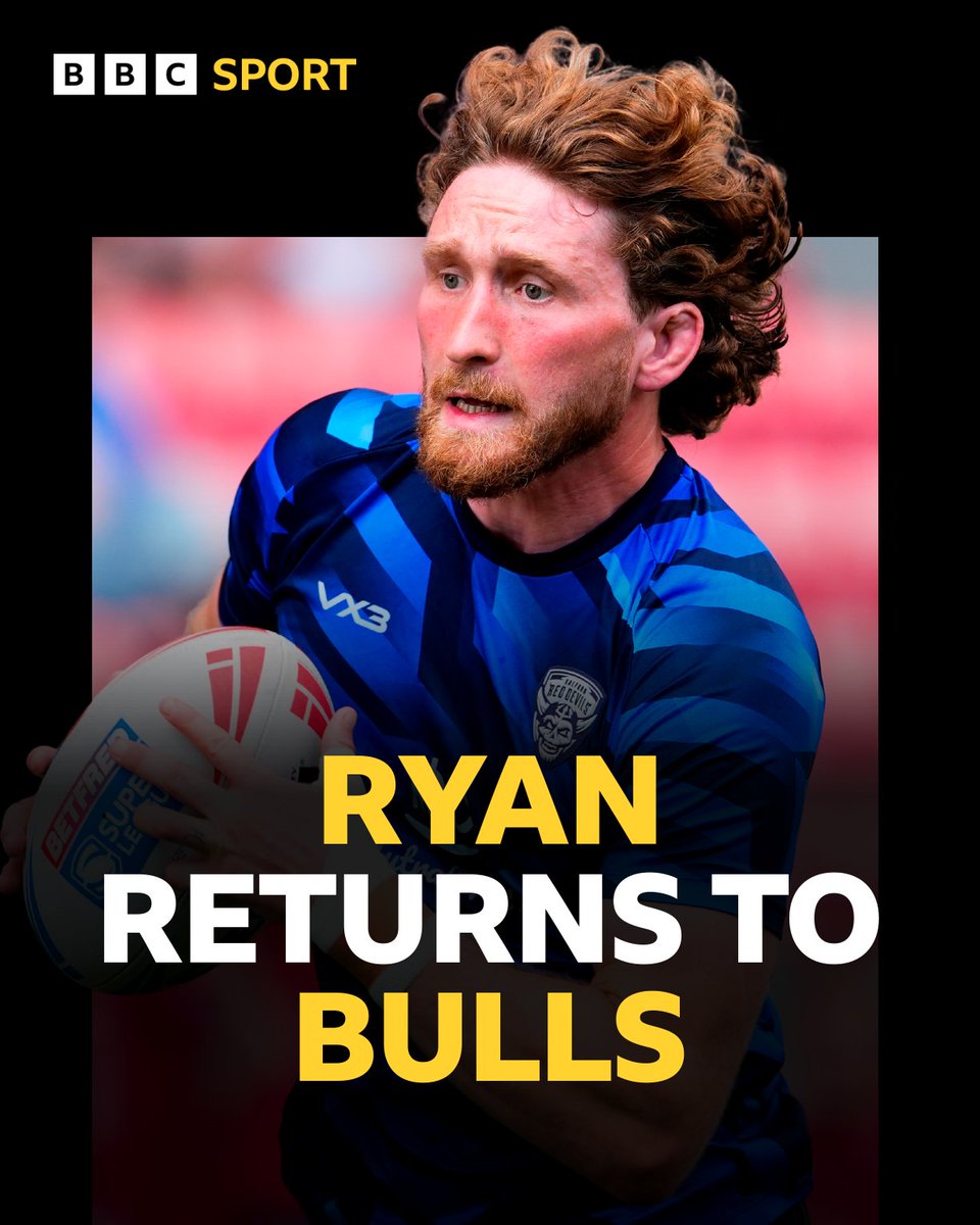 🚨 Ryan returns to Bulls!

🏉 Bradford Bulls announce re-signing of winger Ethan Ryan on three-year contract.

ℹ️ The 29-year-old scored 88 tries in 98 appearances for Bradford before joining Hull KR at end of 2019 season before moving to Salford in 2024.

#BBCRL