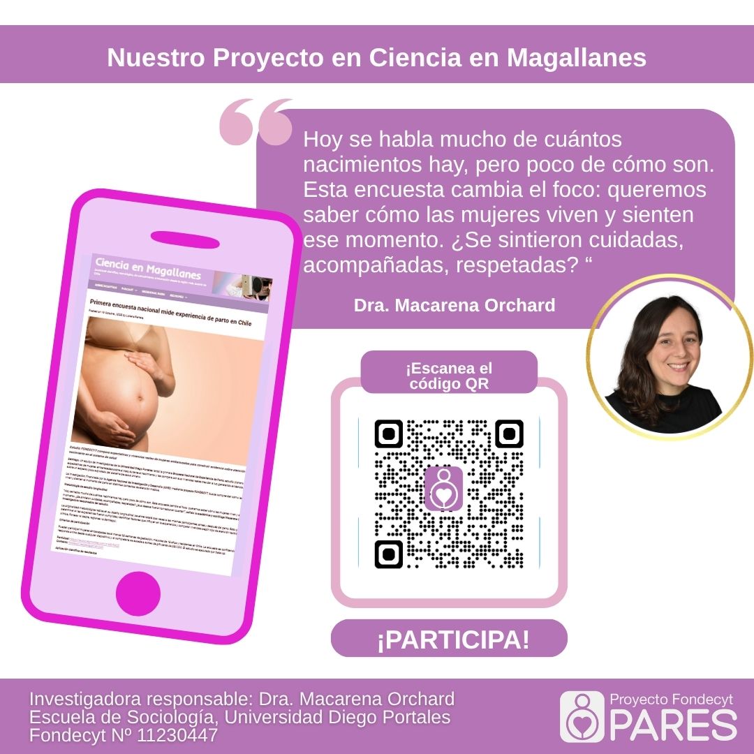 proyecto_pares's tweet photo. 📍 Nuestro estudio llega hasta #Magallanes 🌎
La Encuesta Nacional de Experiencia de Parto busca conocer cómo las mujeres esperan y viven el nacimiento.
🤰 Si estás embarazada (+28 semanas), participa aquí 👉 https://t.co/ZDzlSrZ63s https://t.co/BpRBbYCJE8