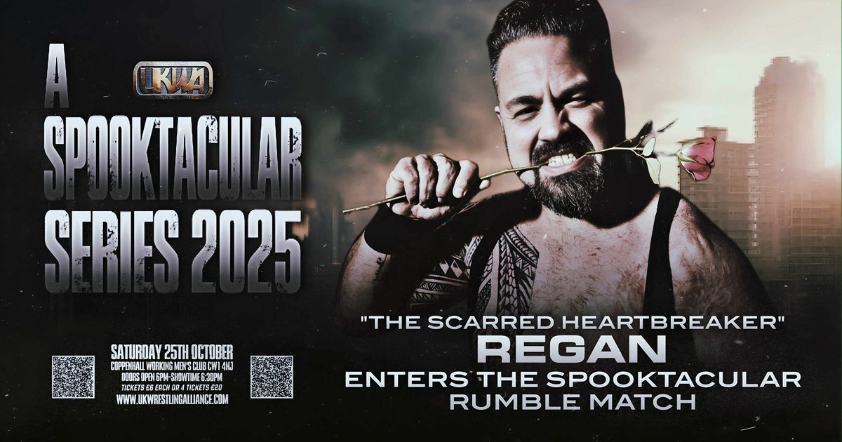 🚨A SPOOKTACULAR SERIES – RUMBLE ENTRY🚨 
<a href="/ReganPW82/">Regansramblings</a> enters into The Spooktacular Rumble Match

Coppenhall W.M.C on 25th Oct
Doors Open 6 pm, Show Starts 6:30 pm

Order your tickets at
🎟 ukwrestlingalliance.com 🎟
or the venue

Card Subject to Change