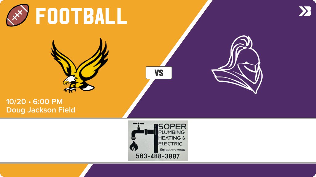 Football (Junior Varsity) Game Day! - Check out the event preview for the The Midland Eagles vs The North Cedar Knights. It starts at 6:00 PM and is at Doug Jackson Field. gobound.com/ia/ihsaa/footb…
