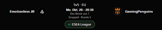 🟢 ESEA ENTRY S55 MATCHDAY🟢

Heute mal ohne IGL, sonst wäre es ja zu einfach... 🥹🥹🥹

-<a href="/Notscchi/">Notschi</a> 
+freddy_Ich

Heute, 20:30 vs #EmotionlessJR Best of 1 <a href="/ESEA/">ESEA League</a> 

Caster: <a href="/JonnyXTTV/">JonnyXofficialTTV</a> / <a href="/holex1410/">Alexander</a> 
Link: twitch.tv/jonnyxofficial