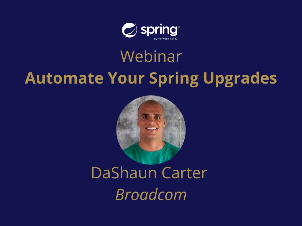 Jfokus's tweet image. Happening in 40 min!
DaShaun Carter shows how to automate your Spring upgrades with Spring Application Advisor.
Don’t miss it 👉 advania.se/webinar-upgrad…
#SpringFramework #Java #Developers #Webinar