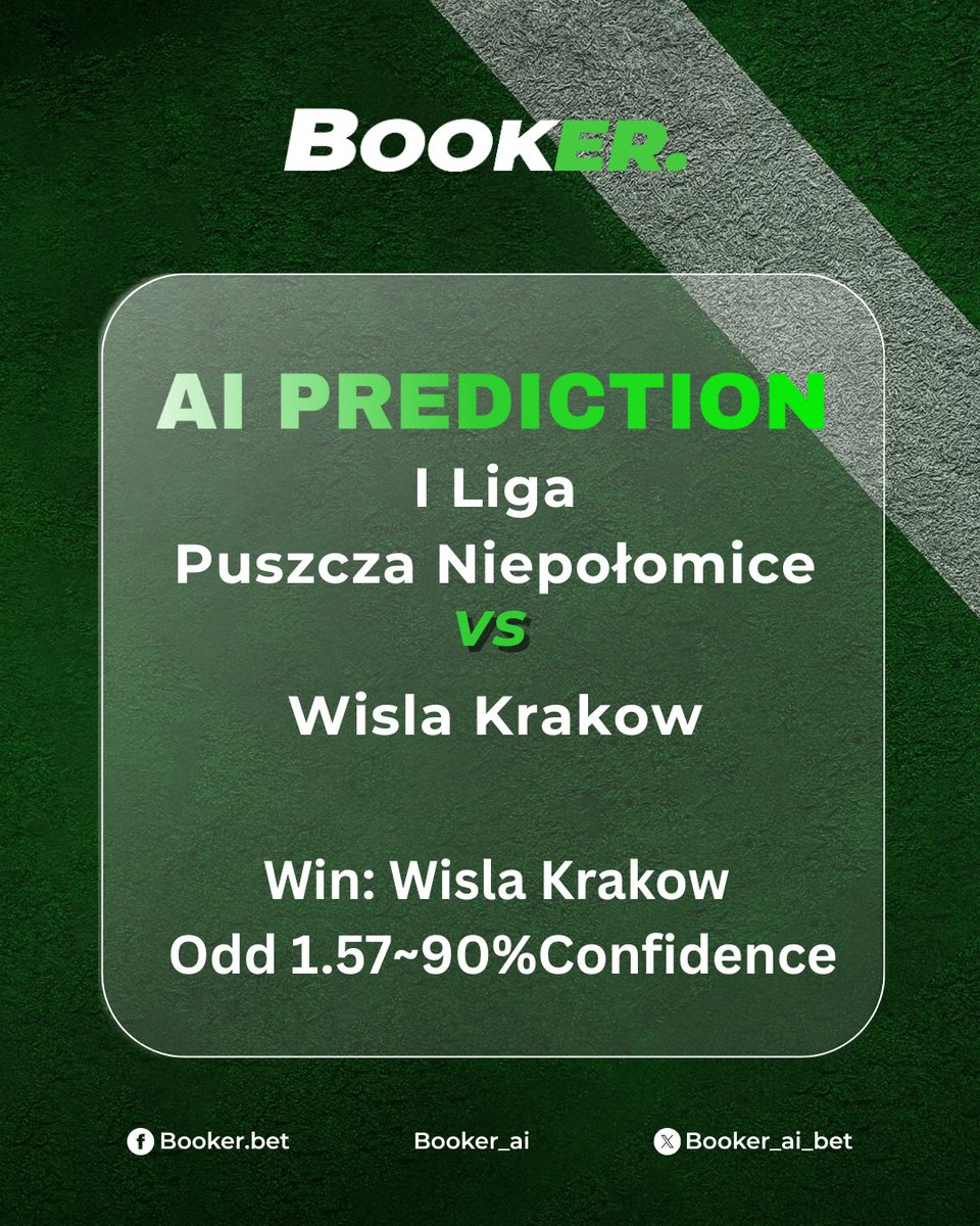 Booker_ai_bet's tweet photo. ⚽ Poland I Liga Prediction | Puszcza 🆚 Wisła Kraków 🔥 29 points, +26 GD, vs winless-at-home Puszcza — big quality gap.
👉 Daily insights: https://t.co/kdNa1I2AkU
#WislaKrakow #PuszczaNiepolomice #ILiga #PolishFootball #AIPredictions #FootballAnalysis #gamblingtwitter #sportsbetting #freepicks #bettingtips