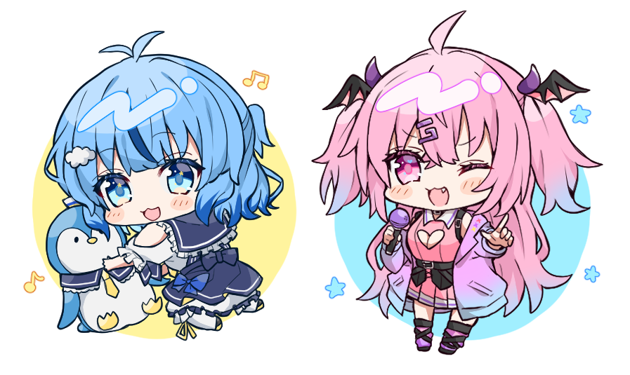 mohumo_fuyu's tweet image. 第一弾として、
下記2名のSDイラスト描かせていただきました🦊
☆こんぶちゃん@konbuchan_v
☆碧海まっちゃ@aomi_matcha
第二弾は余裕があれば、
描かせていただきますねー!!