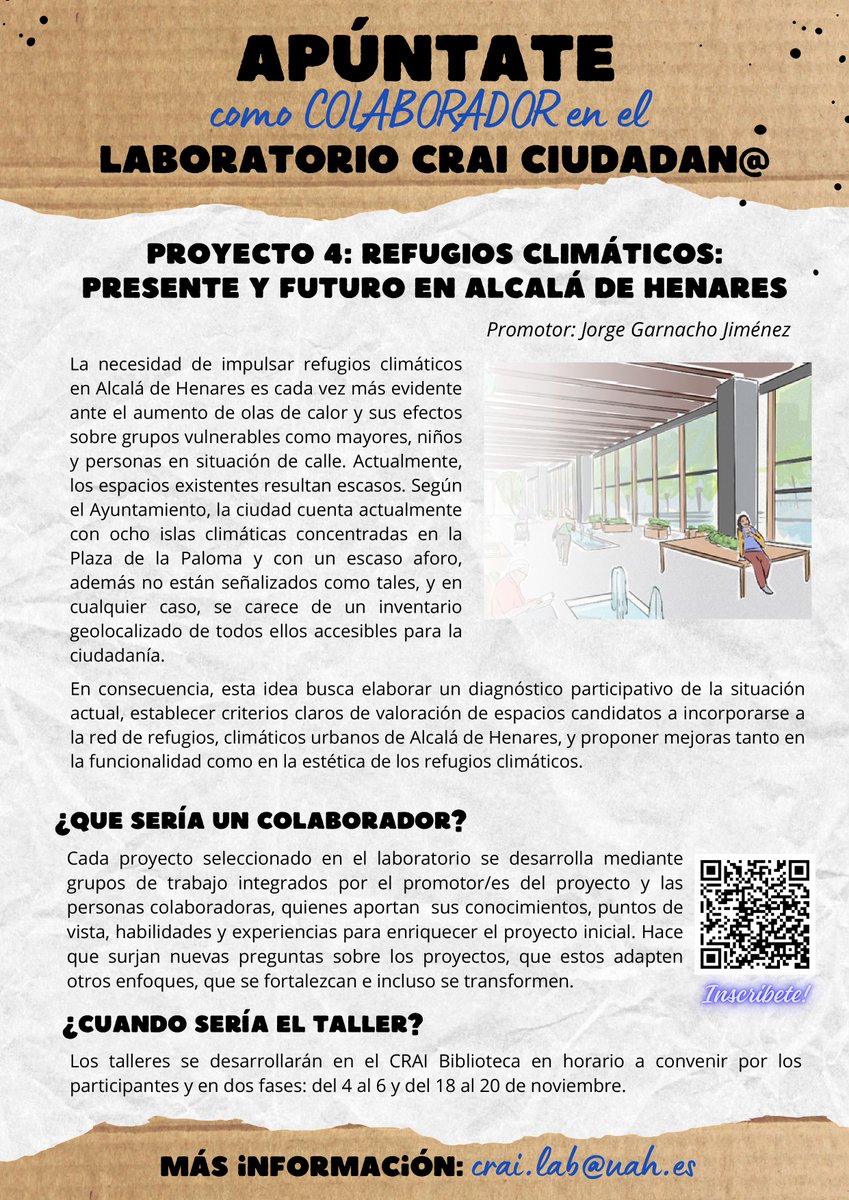 Estos son los cuatro proyectos de este año del Laboratorio CRAI Ciudadan@ <a href="/BiblioUniAlcala/">BibliotecaUnivAlcalá</a> <a href="/UAHes/">Universidad Alcalá</a> +info: shorturl.at/MThMx