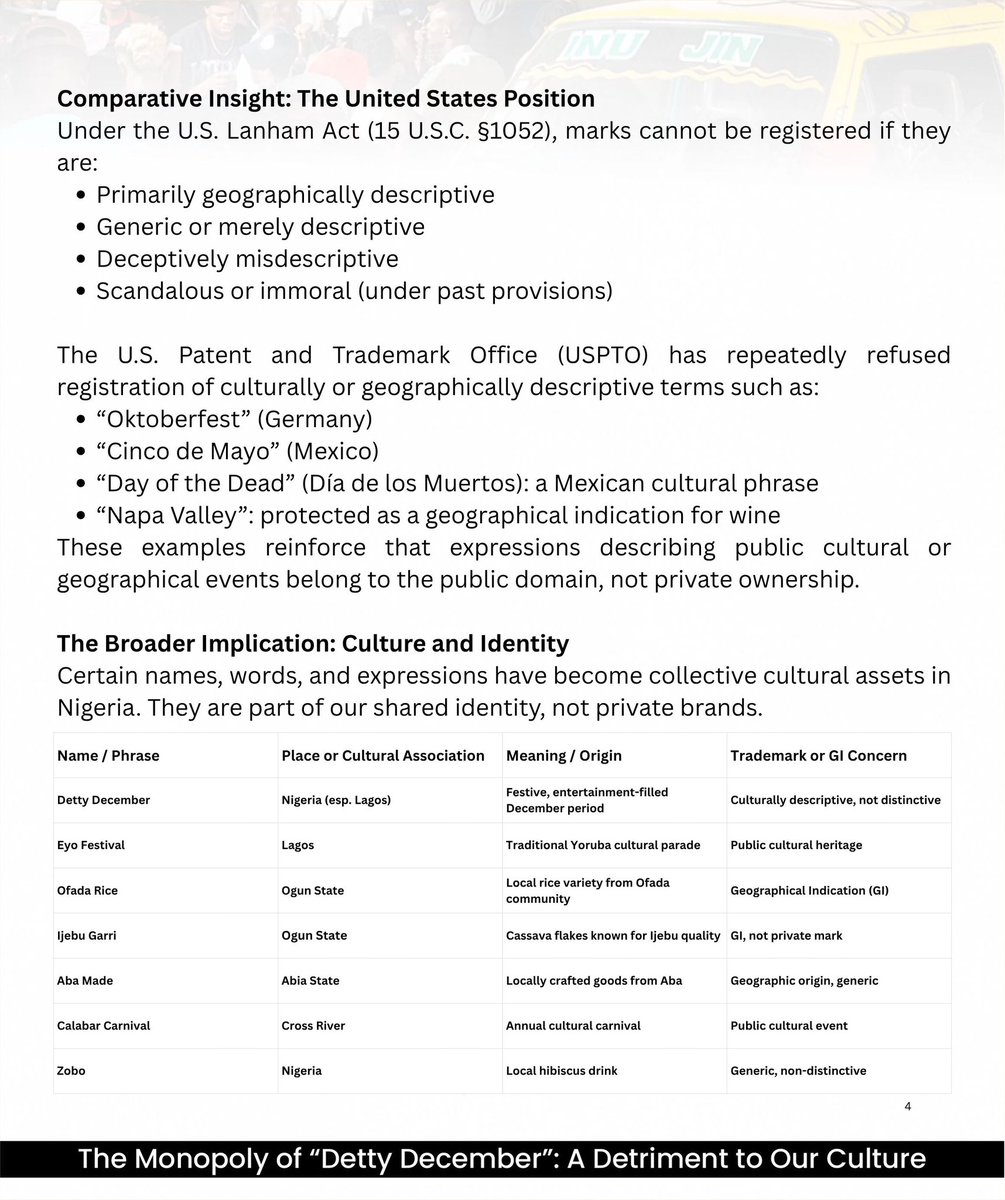OptimistIBK's tweet image. This piece is a call to the Trademark Commission to take stronger measures in protecting expressions that define our shared culture. The fact that the name "Detty December" has been registered does not mean it cannot be reviewed or revoked in the public interest.
#dettydecember