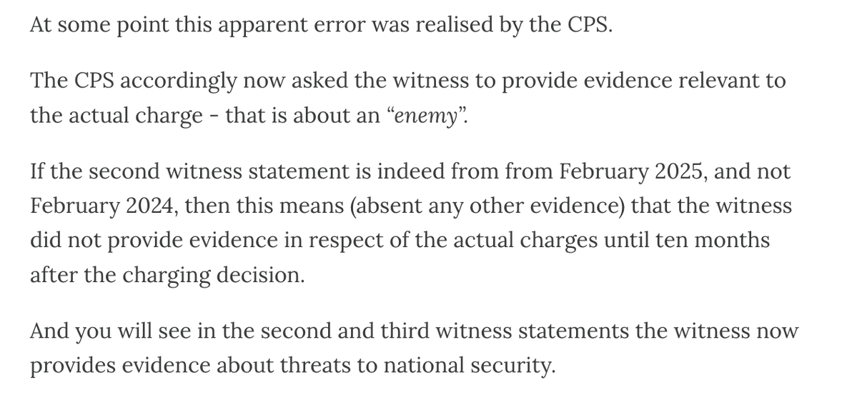 Shashank Joshi (@shashj) on Twitter photo This is a remarkable error if it is true. "the Crown Prosecution Service seems to have applied the wrong law when assessing the evidential test for the original now-dropped prosecution for Chinese spying...the witness in the first witness statement (before the charging decision) This is a remarkable error if it is true. "the Crown Prosecution Service seems to have applied the wrong law when assessing the evidential test for the original now-dropped prosecution for Chinese spying...the witness in the first witness statement (before the charging decision)