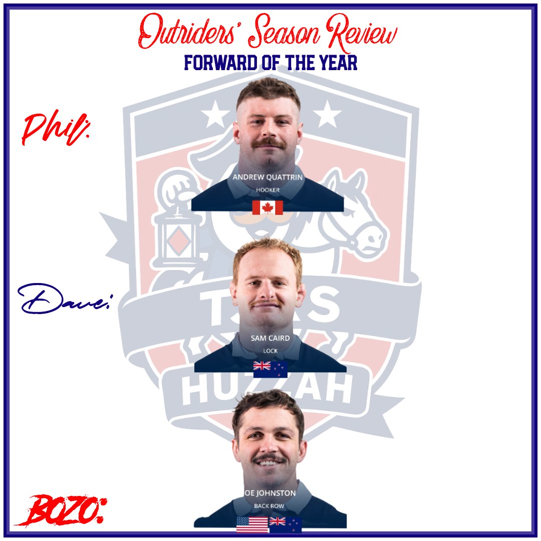 The Outriders' Season Review Awards: The most prestigious awards in MLR. From Episode 238, the Outriders chose their <a href="/NEFreeJacks/">New England Free Jacks</a> Forward of the Year! Congratulations to all the winners!🏉🐎🇺🇸🛡🛡🛡 #HUZZAH