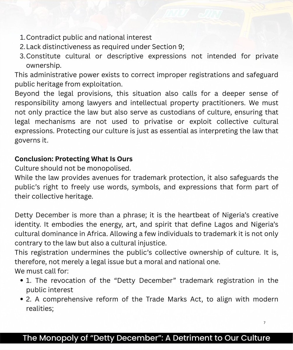 OptimistIBK's tweet image. It is also a reminder to legal practitioners and intellectual property professionals that our role goes beyond applying the law, we must also be custodians of our cultural heritage and defenders of systems that reflect our collective identity.
#dettydecember