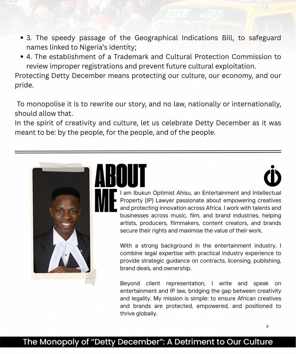 OptimistIBK's tweet image. It is also a reminder to legal practitioners and intellectual property professionals that our role goes beyond applying the law, we must also be custodians of our cultural heritage and defenders of systems that reflect our collective identity.
#dettydecember