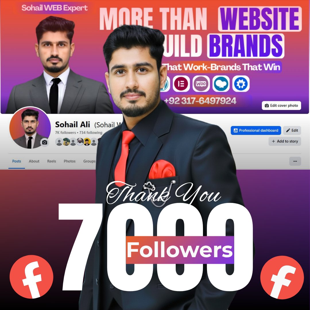 sohailwebexpert's tweet image. 7,000 Facebook Followers Milestone
I’m proud to share that I’ve officially reached 7,000 amazing followers on Facebook
facebook.com/sohailwebexpert
#wordpressdeveloper #elementorexpert #webdesign #DigitalSuccess #sohailwebexpert #WebsiteDesign #consistencypaysoff