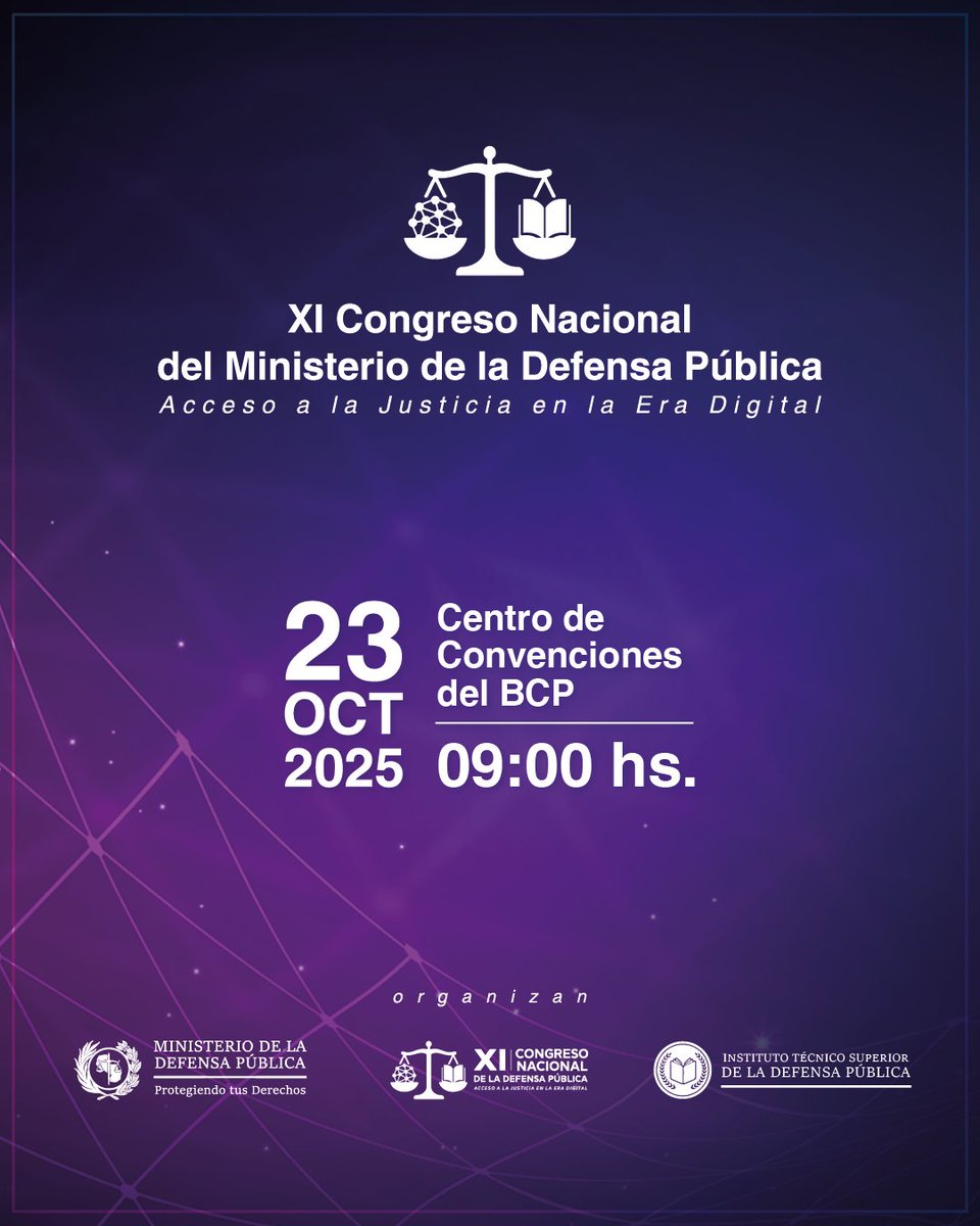 rnpy920am's tweet image. &quot;Les esperamos a todos los defensores públicos para el 10° Congreso Nacional del @MDP_py, este jueves 23 de octubre en el Centro de Convenciones del @BCP_PY desde las 9&quot;,  Dra. María José Méndez, Dir. Gral. del Instituto Técnico Superior de la Defensa Pública