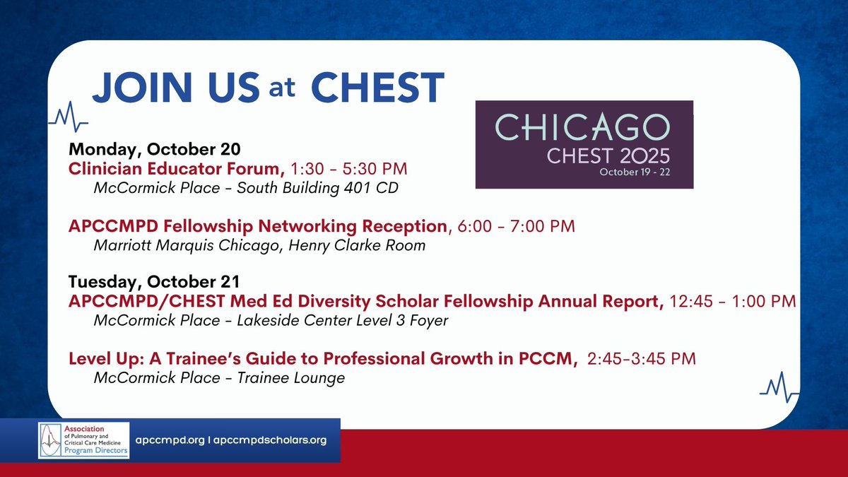 APCCMPD (@apccmpd) on Twitter photo Today: Forums and Fellowship! #APCCMPD at #CHEST2025
🔗 tinyurl.com/ywtnpp6t
#PCCM #meded #pulmCCM #PCCMedEd Today: Forums and Fellowship! #APCCMPD at #CHEST2025
🔗 tinyurl.com/ywtnpp6t
#PCCM #meded #pulmCCM #PCCMedEd