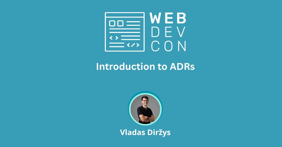 WebdevconNL's tweet image. 🎤 Vladas Diržys spoke at Webdevcon!
The talk 'Introduction to ADRs' is now live!💪 🚀
🎥 Watch it here: webdevcon.nl/session/introd…
#wdc25 #architecture #webdevcon