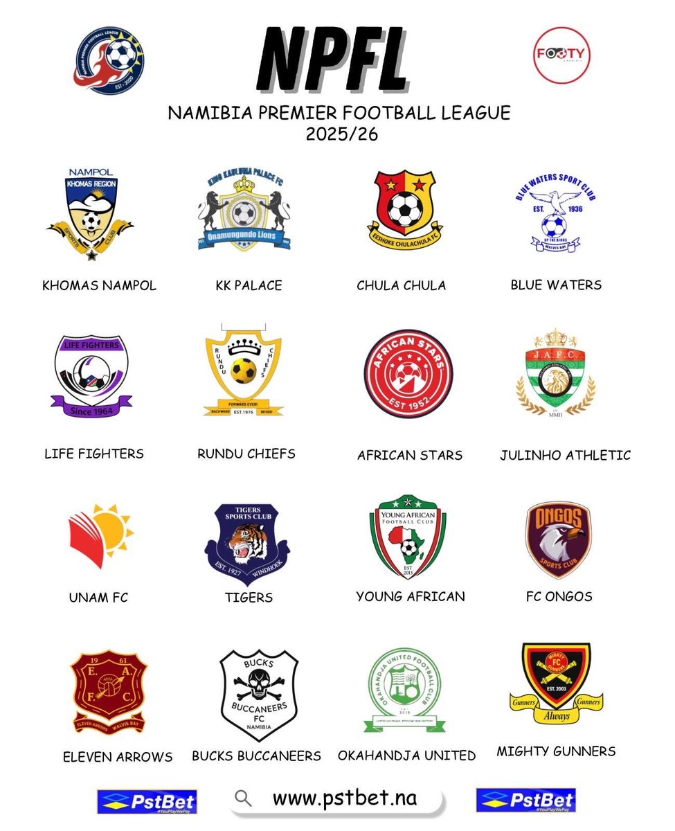 🚨🇳🇦The Namibia Premier Football League kicks off this Friday! 

Which team is getting your support this season?👀

#footynamibia #NPFL